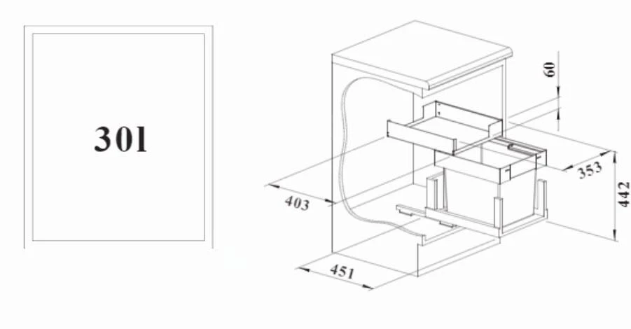 Blanco Select - Inbouw Afvalemmer, Inhoud 30 L 526304 - Afbeelding 2