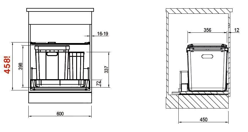Franke Sorters - Inbouw Prullenbak Varia 350-60 121.0307.536 - Afbeelding 2