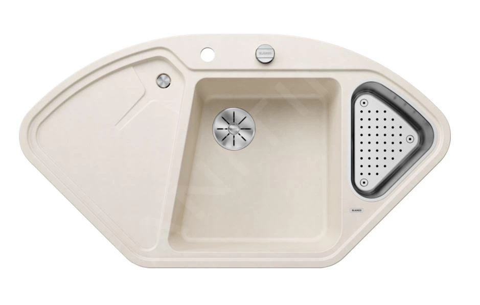 Blanco Delta II - Silgranit Spoelbak, 1057x575 Mm, Met Afvoerbediening En Toebehoren, InFino, Zacht Wit 527055