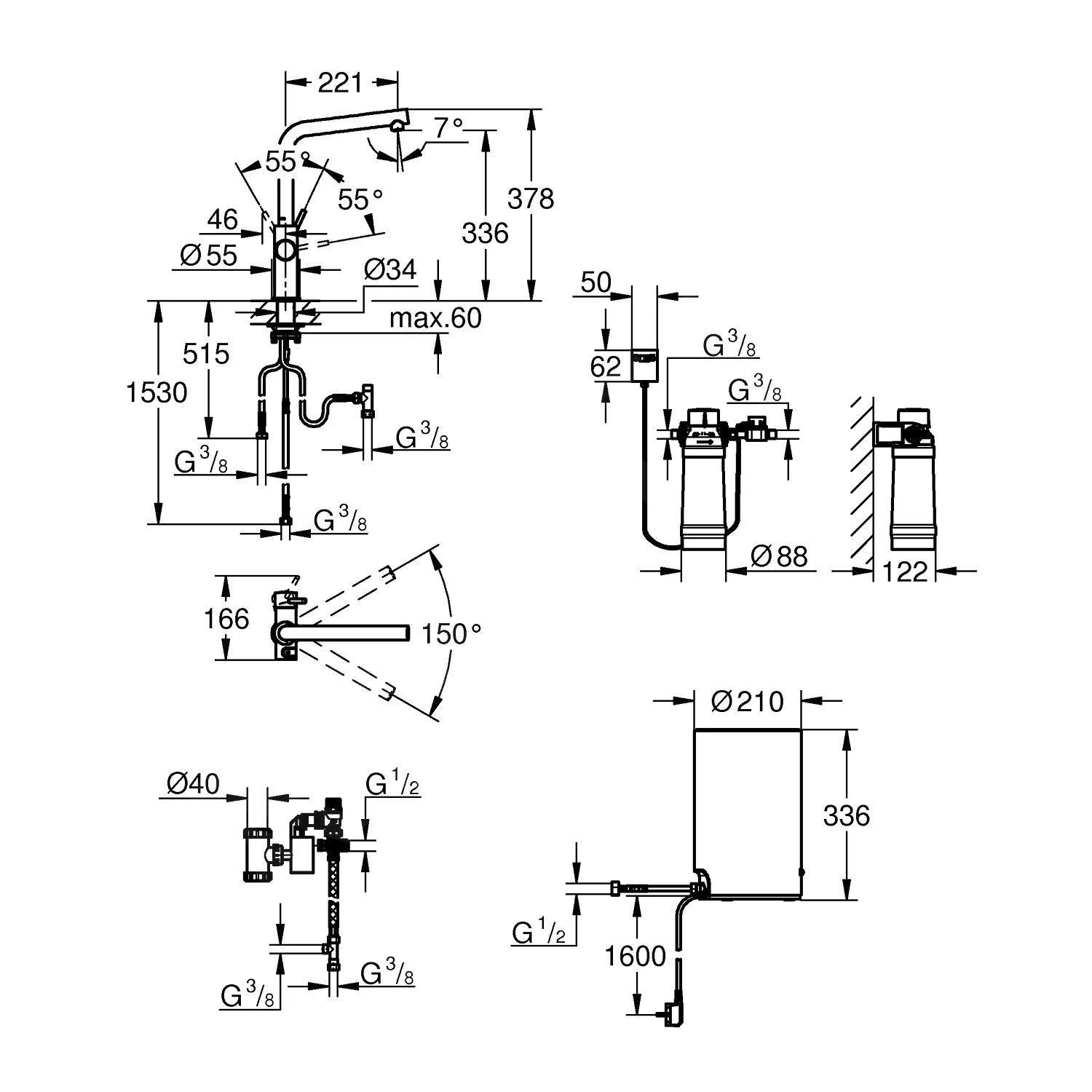 Grohe Red - Duo Kokendwaterkraan Met Filterset, Boiler M, Geborsteld Warm Sunset 30327DL1 - Afbeelding 2