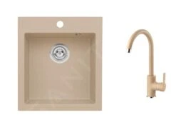 Alveus Sets - Set Granieten Spoelbak Cortina 20 En Keukenkraan Tonia, Beige SETA736