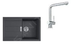 Franke Sets - Set T81, Tectonite Spoelbak S2D 611-78 En Keukenkraan SAMOA, Zwart/chroom 143.0618.709