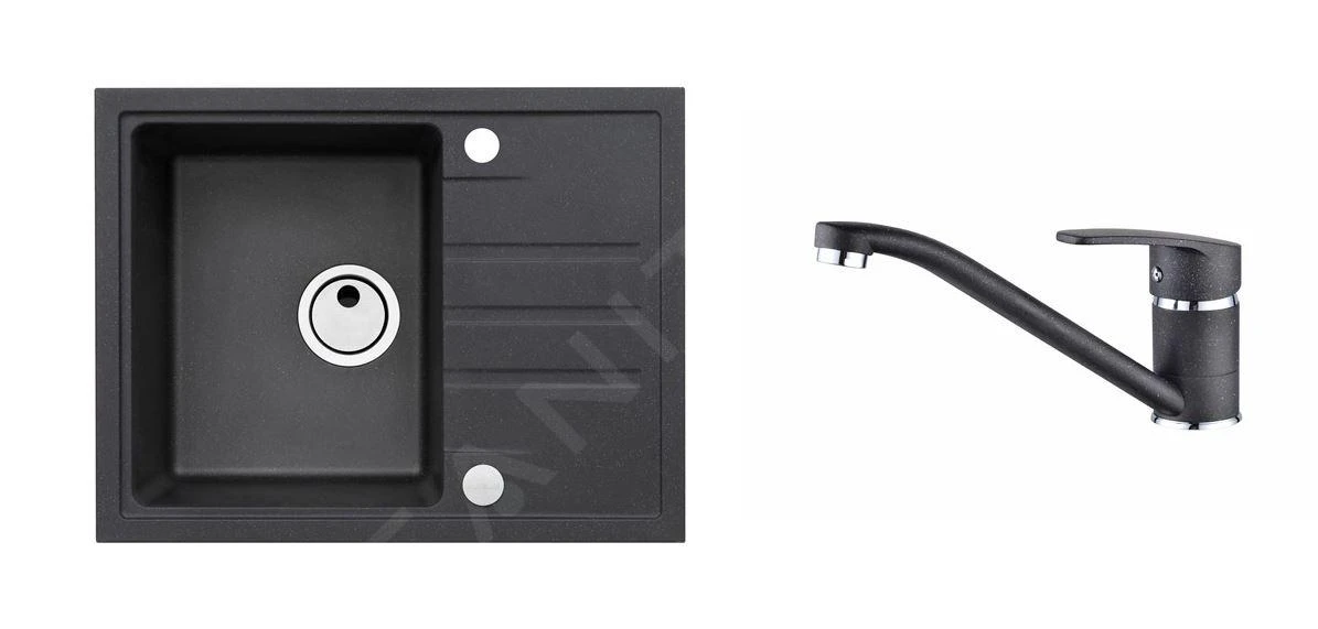 Alveus Sets - Set Spoelbak Intermezzo 30 En Keukenkraan Nina, Carbon SETA002