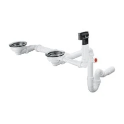 Hansgrohe Afvoergarnituren - Afvoer- En Overloopgarnituur Voor Dubbele Spoelbak Graniet, Chroom 43928000