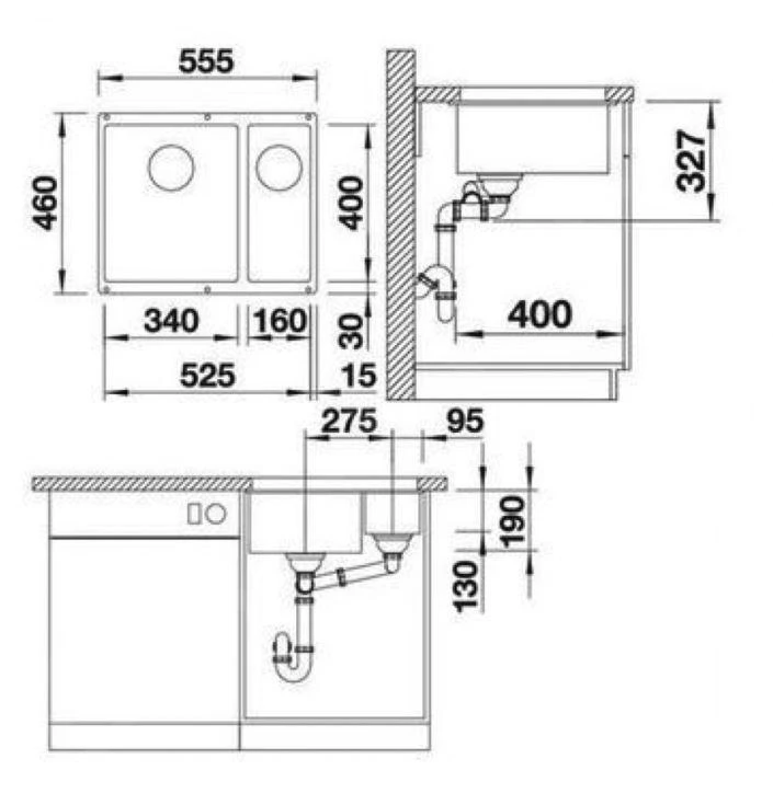 Blanco Rotan 340/160 - Silgranit Spoelbak, 555x460 Mm, Zwart 526096 - Afbeelding 2