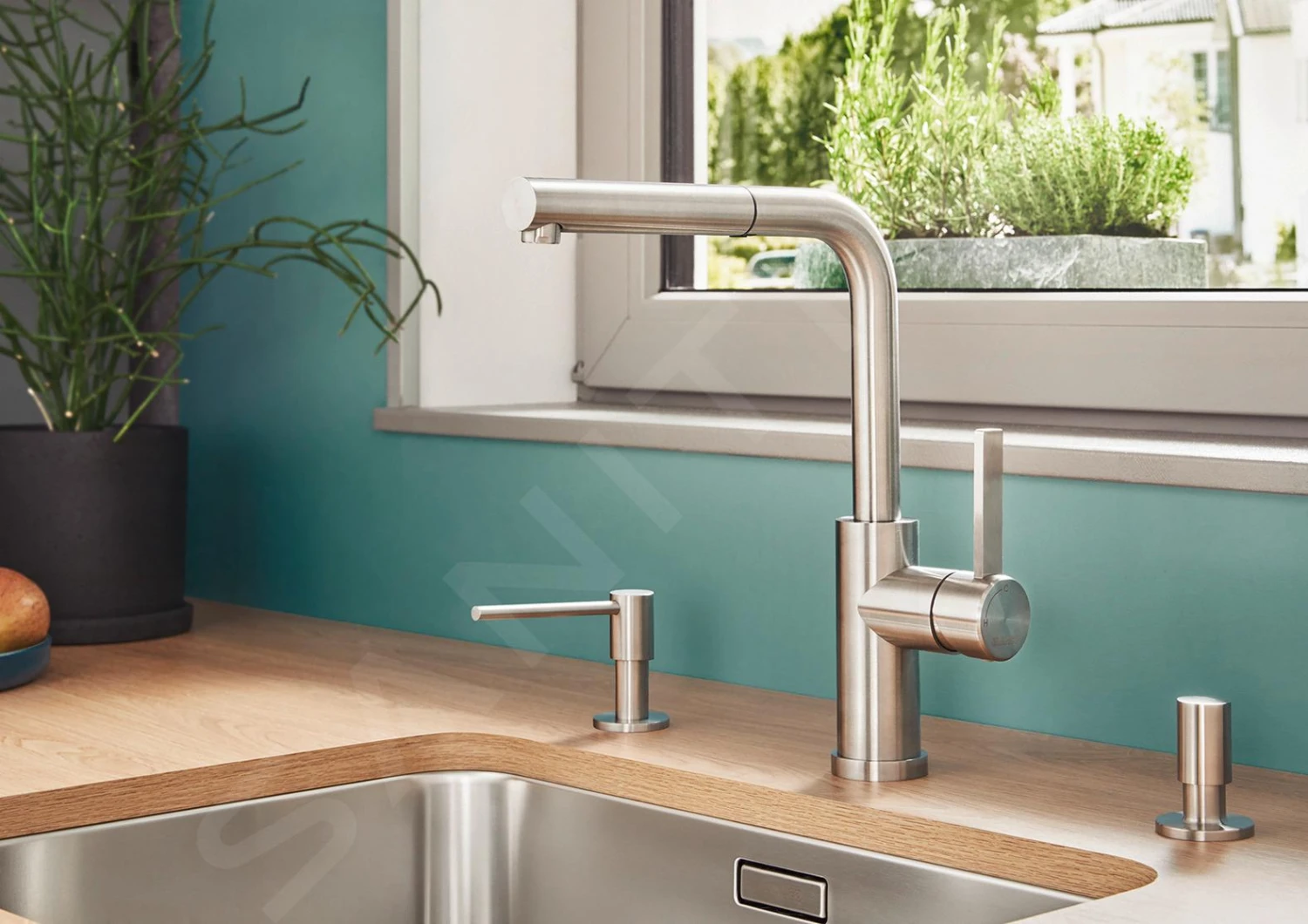 Blanco Lanora S-F - Keukenraan Met Uittrekbare Sproeikop, Neerklapbaar, Geborsteld Rvs 526180 - Afbeelding 5