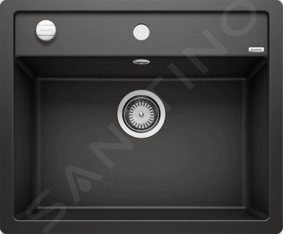 Blanco Dalago 6 - Silgranit Spoelbak, 605x500 Mm, Met Draaiknopbediening, Zwart 525875