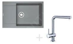 Franke Sets - Keukenset G75, Fragraniet Spoelbak MRG 611-78 BB, Grijze Steen + Samoa Kraan, Chroom 114.0365.430