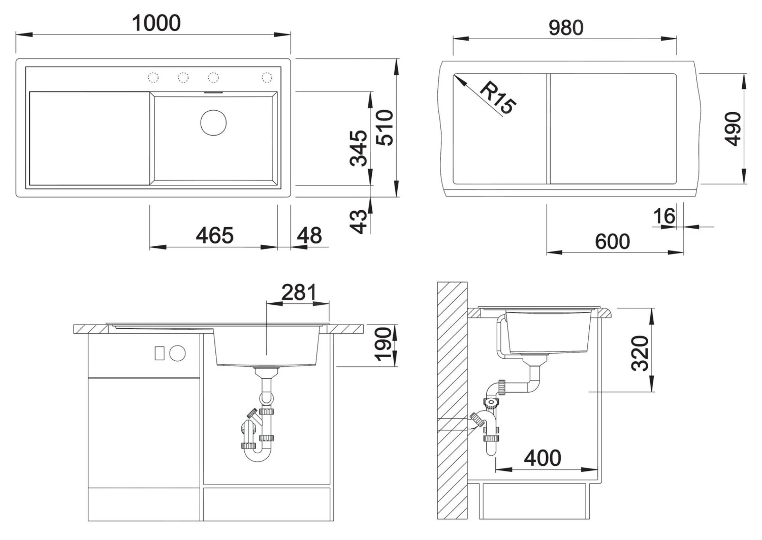 Blanco Zenar XL 6 - Silgranit Spoelbak, 1000x510 Mm, InFino, Grijze Rots 523996 - Afbeelding 2