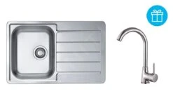 Alveus Sets - Set Spoelbak Line 80, Keukenkraan Karina + Cadeau, Chroom SETA273