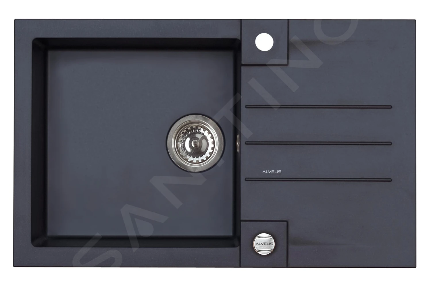 Alveus Rock - Granieten Spoelbak 780x480 Mm, Met Draaiknopbediening, Carbon 1090942