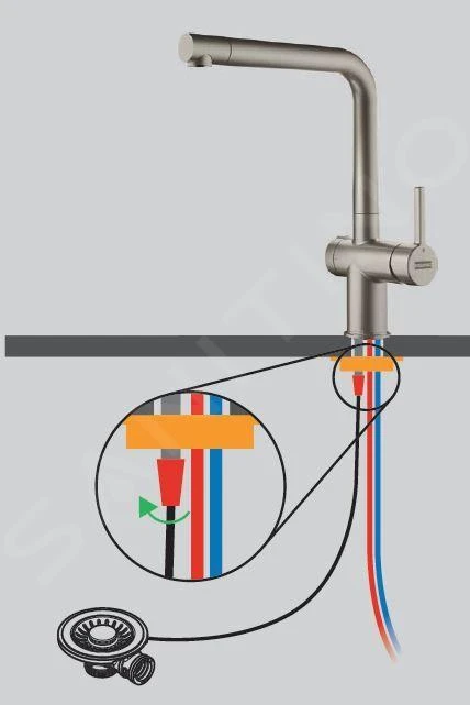 Franke Active - Keukenkraan FN 5351.149, Met Twist Afvoerbediening En Uittrekbare Handdouche, Rvs 115.0653.505 - Afbeelding 5