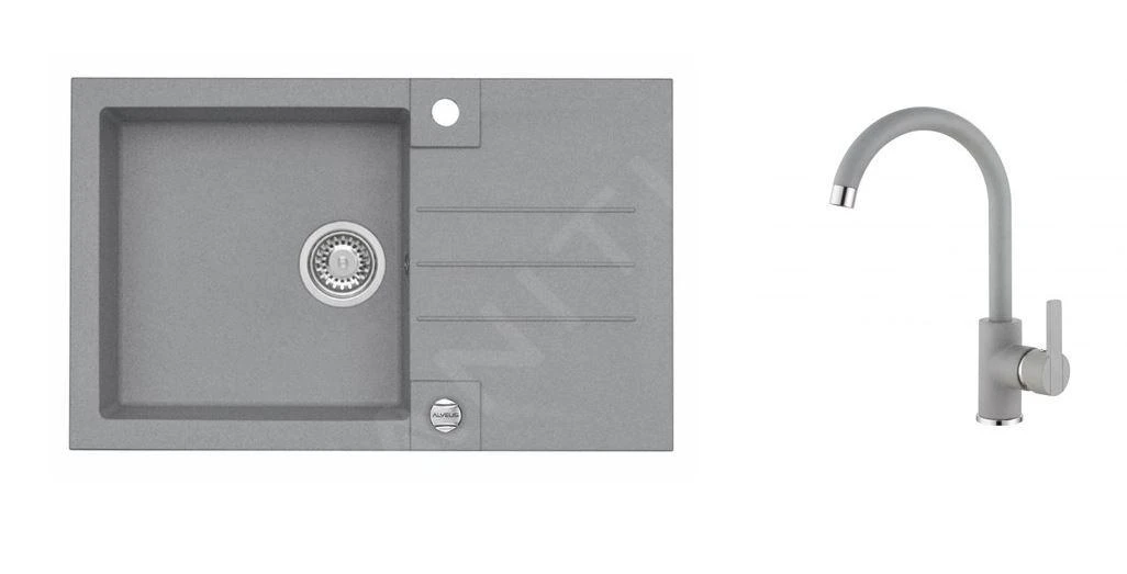 Alveus Sets - Set Spoelbak Rock 130 En Keukenkraan Tonia, Concrete SETA067