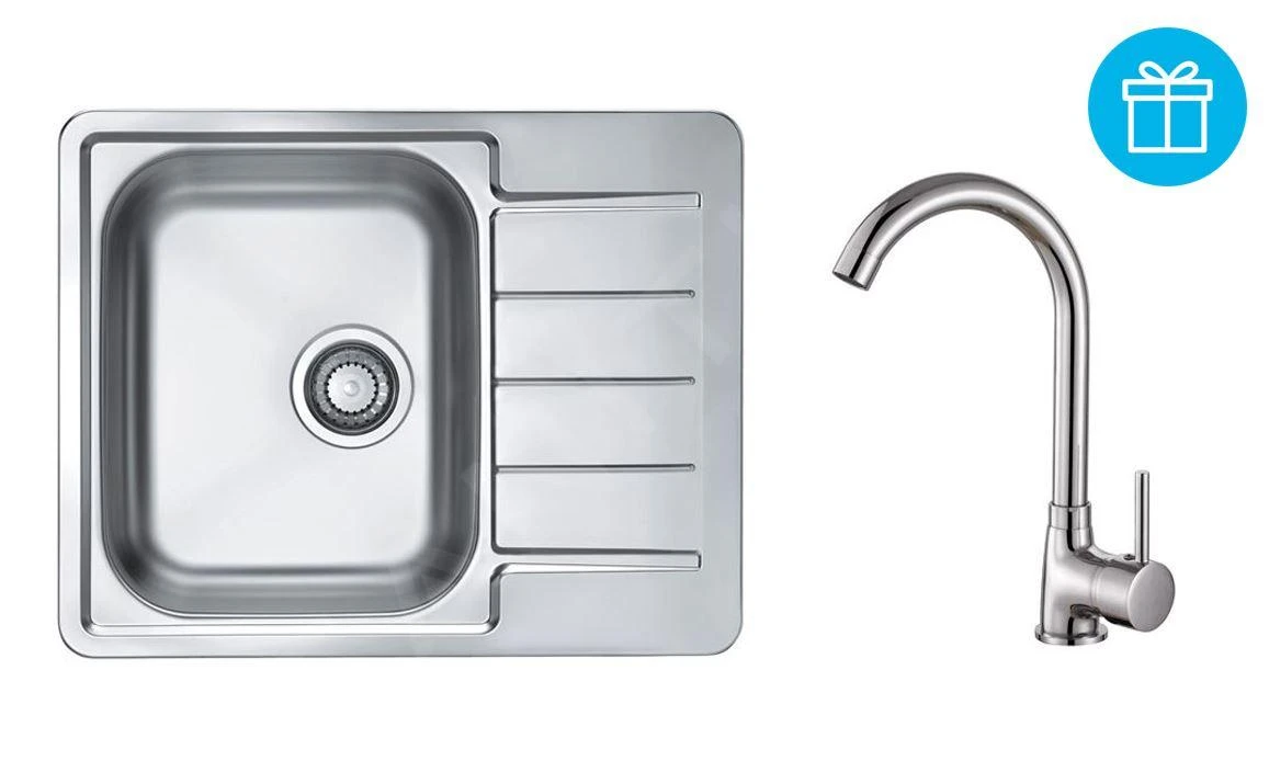 Alveus Sets - Set Spoelbak Line 110, Keukenkraan Karina + Cadeau, Chroom SETA743