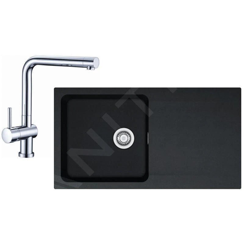 Franke Sets - Spoelbakset T39, OID 611 Tectonite Spoelbak, Zwart + Keukenkraan SAMOA, Chroom 114.0441.299