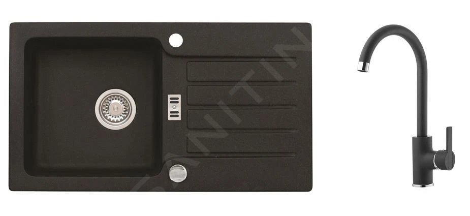 Alveus Sets - Set Spoelbak Niagara 30 En Keukenkraan Tonia, Carbon SETA153