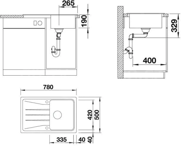 Blanco Sona 45 - Silgranit Spoelbak, 780x500 Mm, Antraciet 519662 - Afbeelding 2