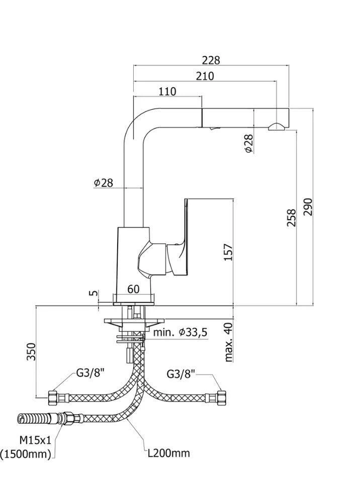 Paffoni Sly - Keukenkraan Met Uittrekbare Handdouche, Chroom SY285CR - Afbeelding 2