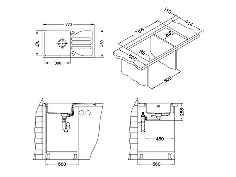 Alveus Galapagos - Granieten Spoelbak 770x430 Mm, Met Draaiknopbediening, Arctic 1100882 - Afbeelding 2