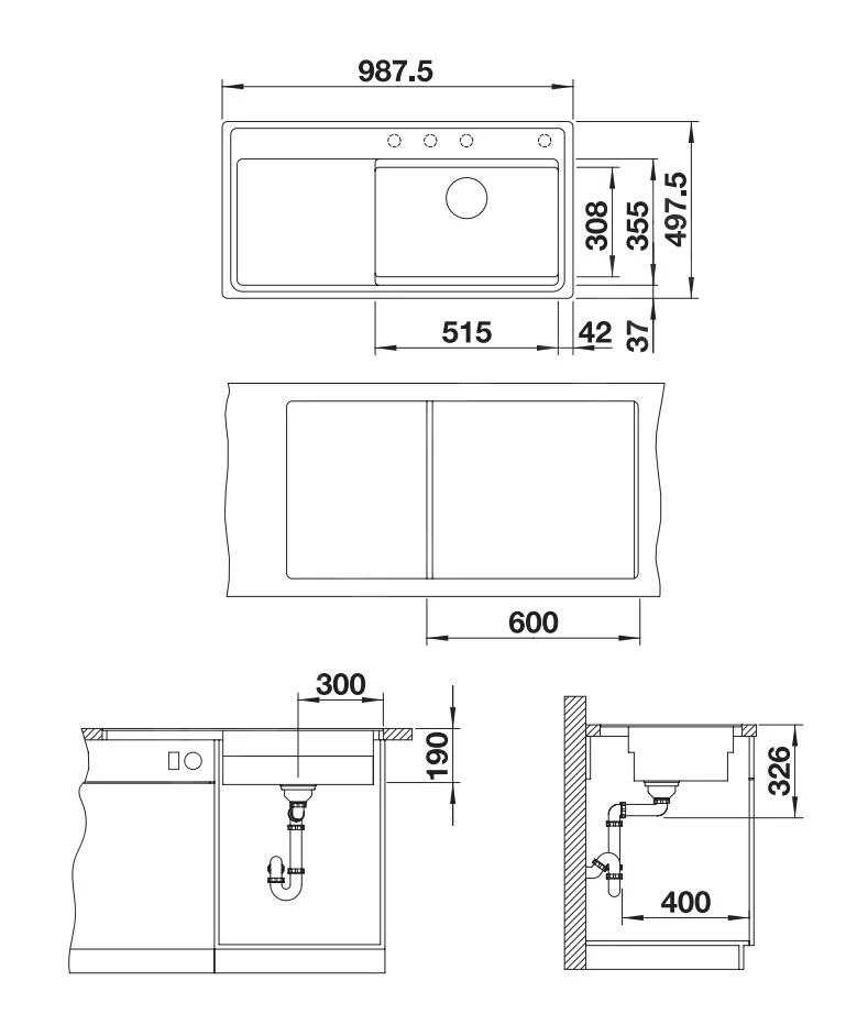 Blanco Zenar XL 6 - Silgranit Spoelbak, 987,5x497,5 Mm, InFino, Antraciet 523902 - Afbeelding 2