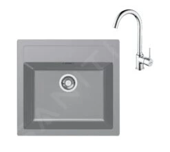Franke Sets - Keukenset T102, Tectonite Spoelbak SID 610 En Keukenkraan FP 9000.031, Grijs/chroom 143.0675.721