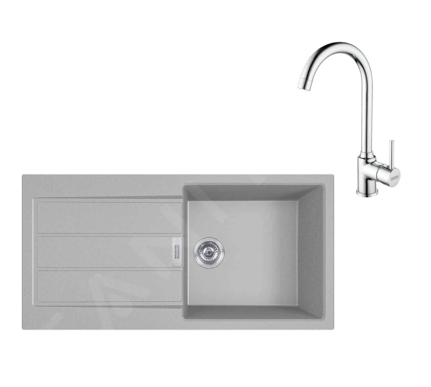 Franke Sets - Keukenset T108, Tectonite Spoelbak S2D 611-100 En Keukenkraan FP 9000.31, Grijs/chroom 143.0675.738
