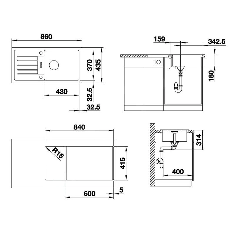 Blanco Favum XL 6 - Silgranit Spoelbak, 860x435 Mm, Aluminium 524234 - Afbeelding 2