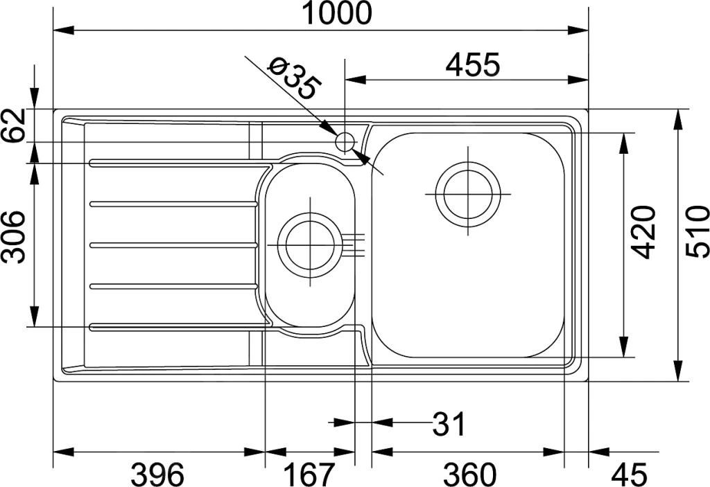 Franke Neptun - RVS Spoelbak NEX 651/2, 1000x510 Mm 101.0120.275 - Afbeelding 2