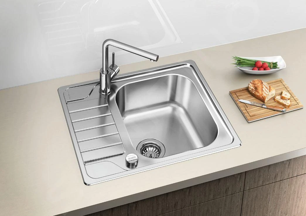 Blanco Dinas 45 - Spoelbak, 605x500 Mm, Met Afvoerbediening, Geborsteld Rvs 525123 - Afbeelding 3