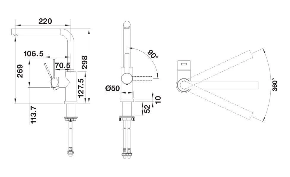 Blanco Lanora F - Keukenkraan, Neerklapbaar, Geborsteld Rvs 526181 - Afbeelding 2