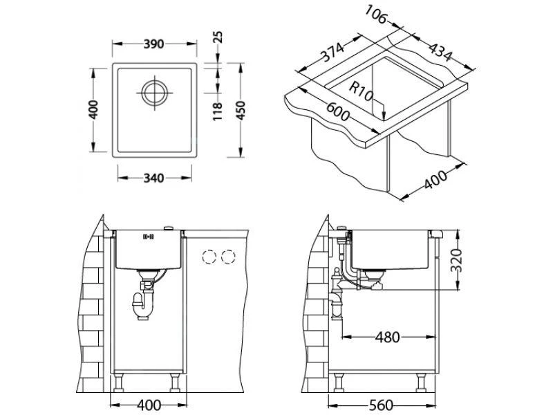 Alveus Quadrix Monarch - Spoelbak 390x450 Mm, Gold 1103316 - Afbeelding 2