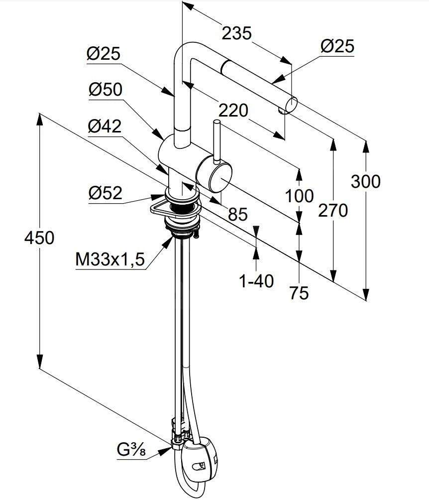 Kludi L Steel - Keukenkraan Met Uittrekbare Sproeikop, Geborsteld Rvs 45851F877 - Afbeelding 2