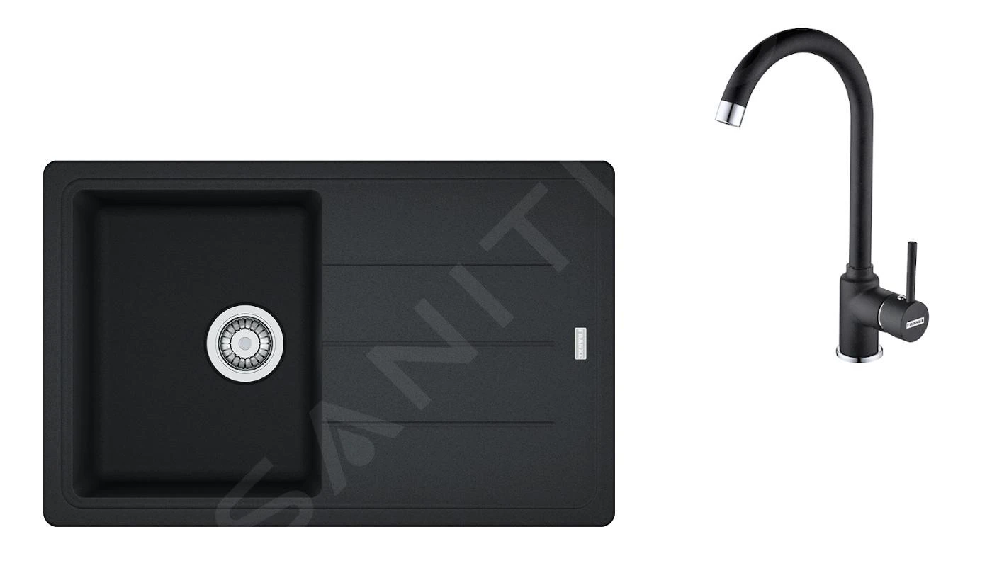 Franke Sets - Set G173, Fragraniet Spoelbak BFG 611-78 En Keukenkraan FP 9000.071, Onyx/onyx 114.0619.586