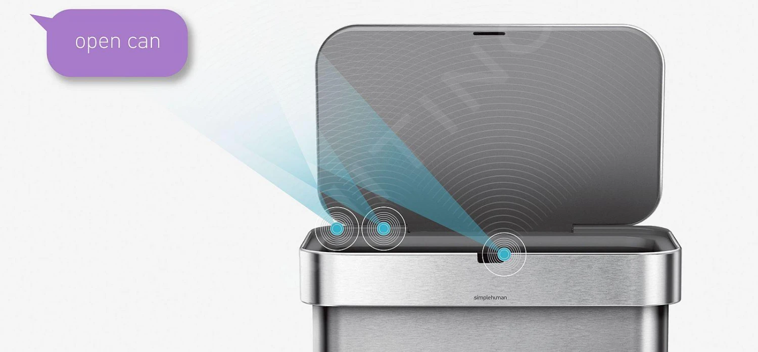Simplehuman Afvalemmers - Afvalemmer Met Spraak- En Bewegingssensor En Twee Compartimenten, 58 L, Gebrosteld Rvs ST2036 - Afbeelding 12