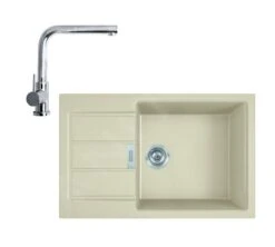 Franke Sets - Set T88, Tectonite Spoelbak S2D 611-78 XL En Kraan FN 0147.031, Beige/chroom 143.0675.736