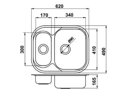 Novaservis Spoelbakken - Spoelbak 490x620 Mm Met Overloop, Rvs DR49/62 - Afbeelding 2