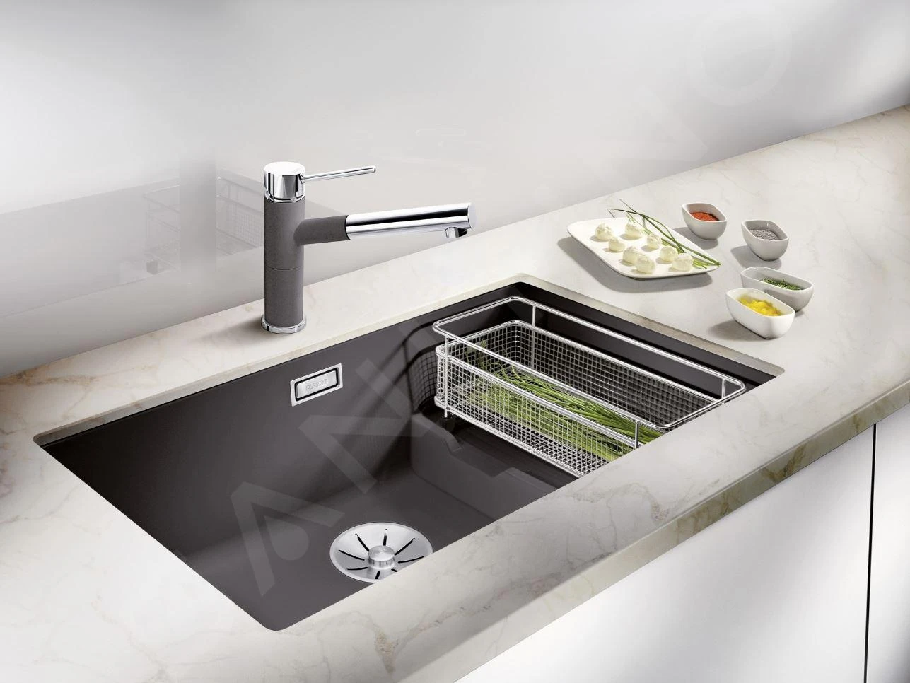 Blanco Subline 700 - Silgranit Spoelbak, 730x460 Mm, Met Toebehoren, InFino, Zacht Wit 527171 - Afbeelding 4