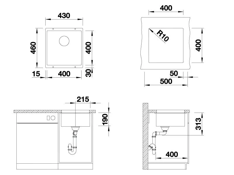 Blanco Subline 400 - Silgranit Spoelbak, 430x460 Mm, Tartufo 523429 - Afbeelding 2