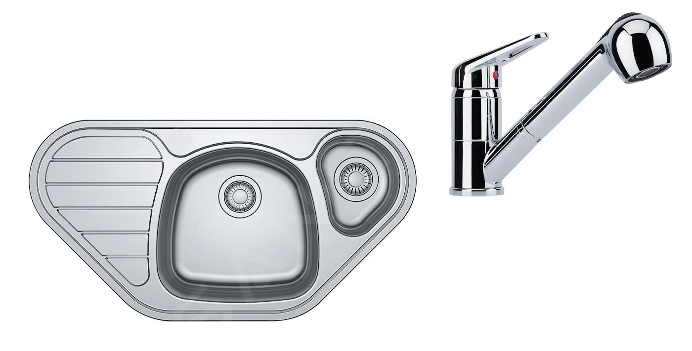 Franke Sets - Set N81, Rvs HoekspoelbakSKX 651 E En Keukenkraan FC 9547.031, Rvs/chroom 101.0618.836