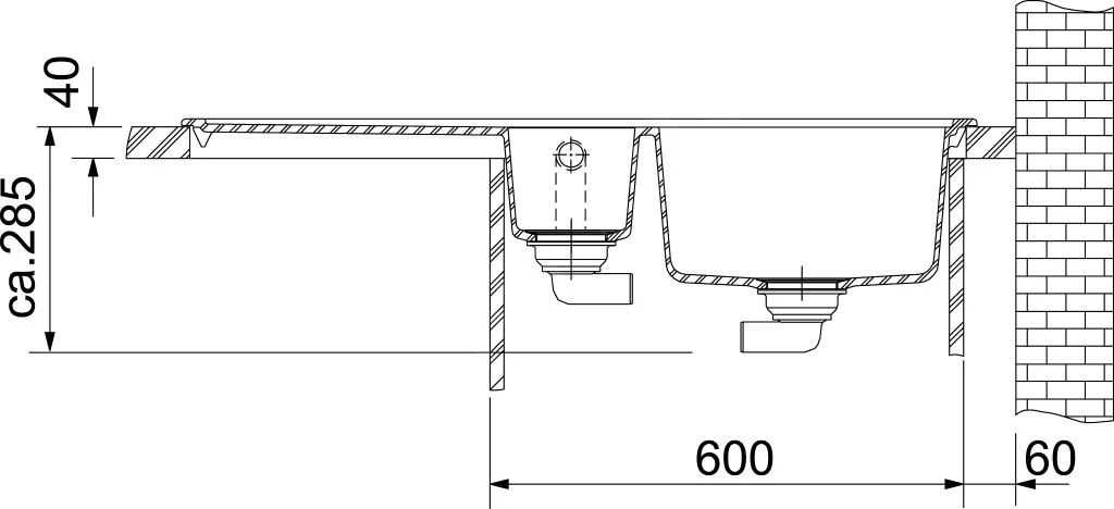 Franke Mythos - MTG 651-100/2 Fragraniet Spoelbak, 1000x515 Mm, Steengrijs 114.0150.029 - Afbeelding 3