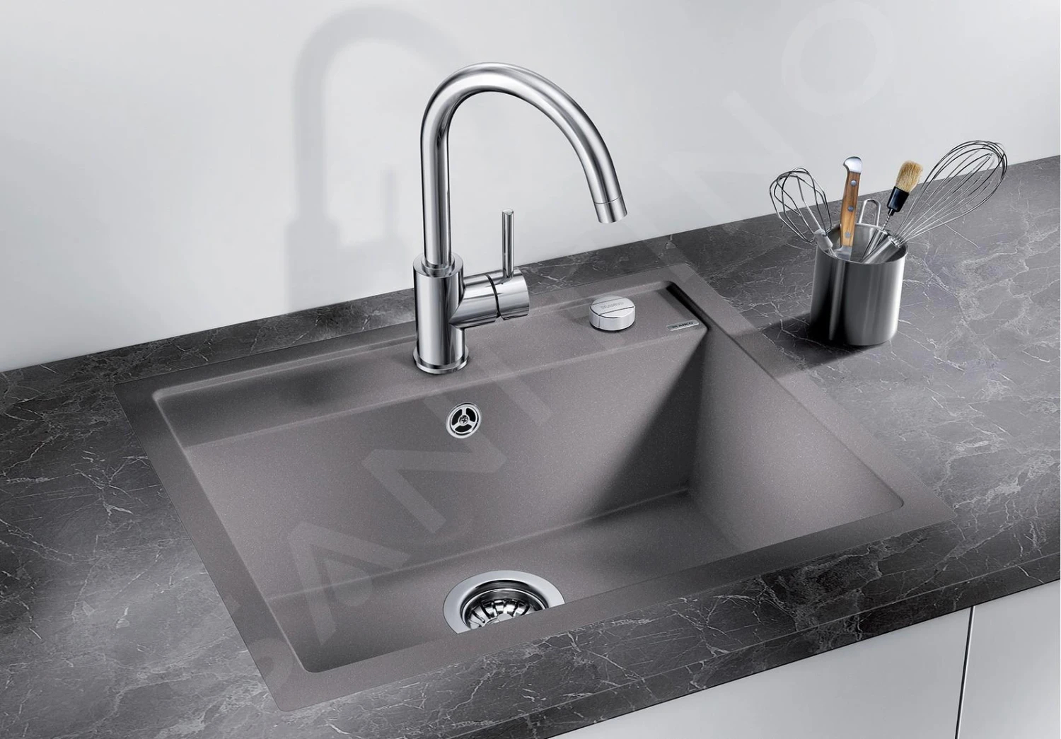 Blanco Dalago 6 - Silgranit Spoelbak, 605x500 Mm, Met Afvoerregeling, Grijze Rots 518851 - Afbeelding 3