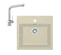 Franke Sets - Keukenset T13, Tectonite Spoelbak SID 610 En Keukenkraan Samoa, Beige/chroom 143.0675.723