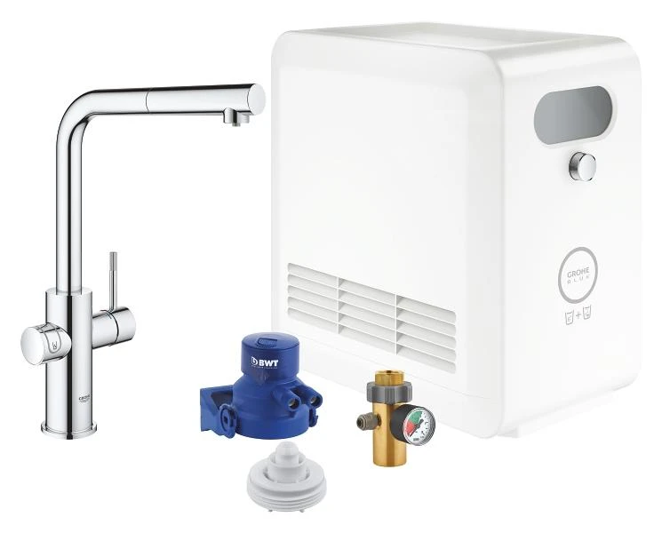 Grohe Blue Professional - Keukenkraan Met Koeler En Filter Set, Uittrekbare Handdouche, Chroom 31326002
