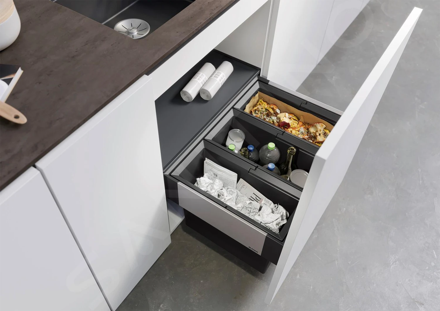 Blanco Select - Inbouw Afvalemmer, Met Scheidingswand, 45 L 526204 - Afbeelding 3