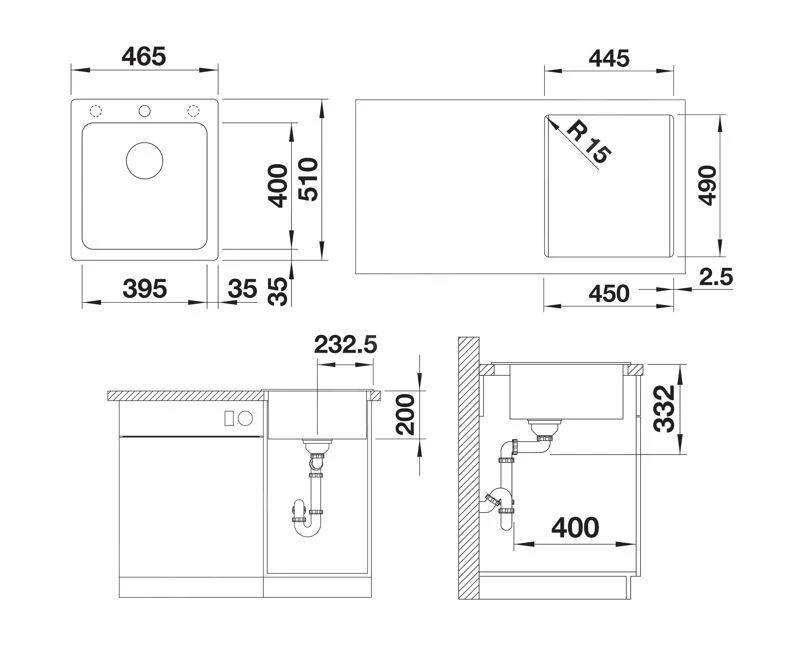 Blanco Naya 45 - Silgranit Spoelbak, 510x465 Mm, Wit 526574 - Afbeelding 2
