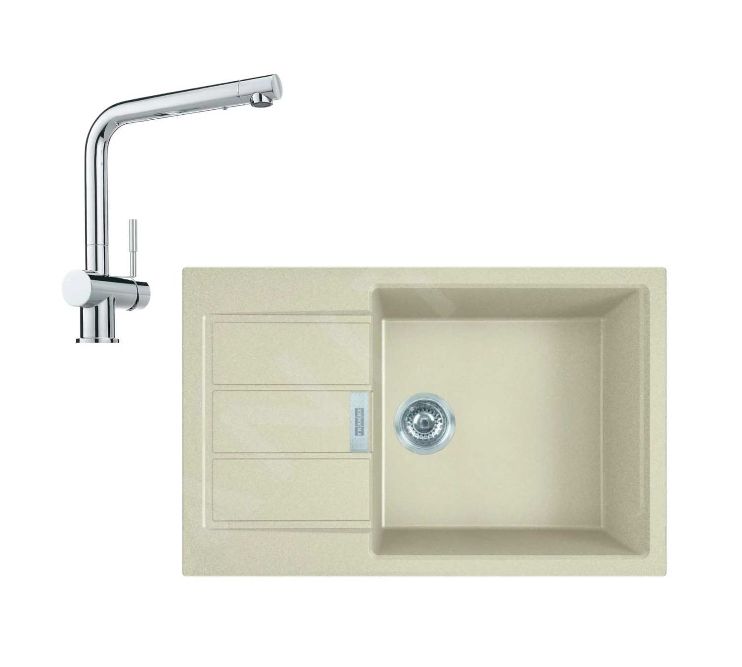 Franke Sets - Set T87, Tectonite Spoelbak S2D 611-78 XL En Kraan Samoa, Beige/chroom 143.0675.735