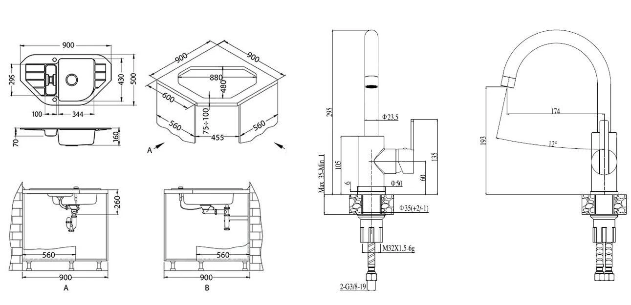 Alveus Sets - Set Spoelbak Niagara 60 En Keukenkraan Tonia, Beige SETA165 - Afbeelding 2