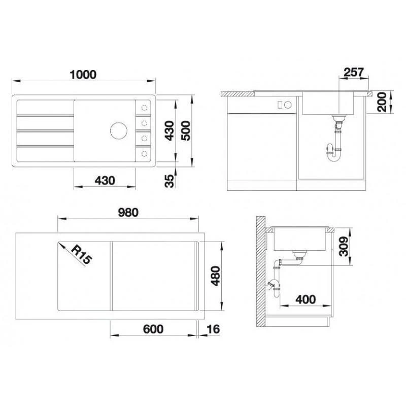 Blanco Faron XL 6 - Silgranit Spoelbak, 1000x500 Mm, Antraciet 524803 - Afbeelding 2