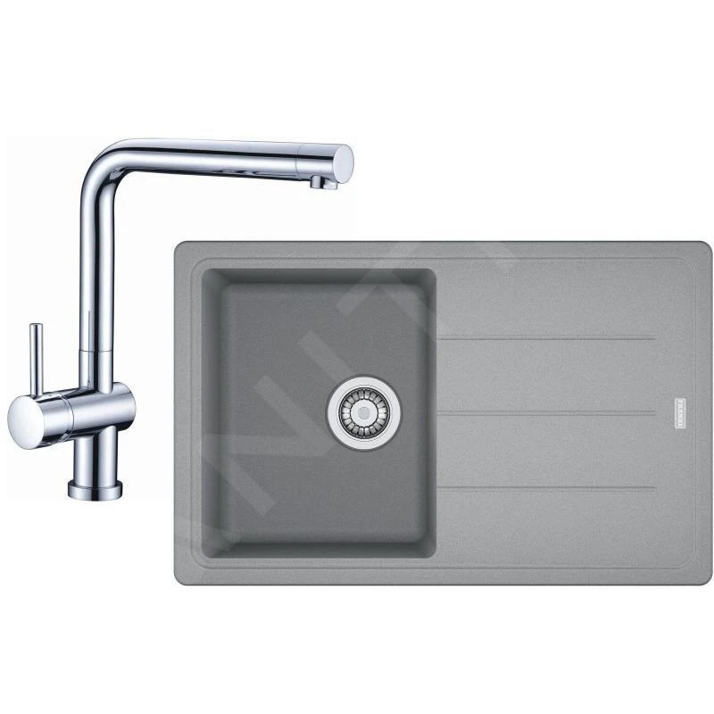 Franke Sets - Spoelbakset G97, BFG 611-78 Graniet Spoelbak, Steengrijs + Keukenkraan SAMOA, Chroom 114.0439.156