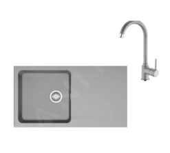 Franke Sets - Set T99, Tectonite Spoelbak OID 611 En Kraan FP 9000.084, Grijs 143.0675.703